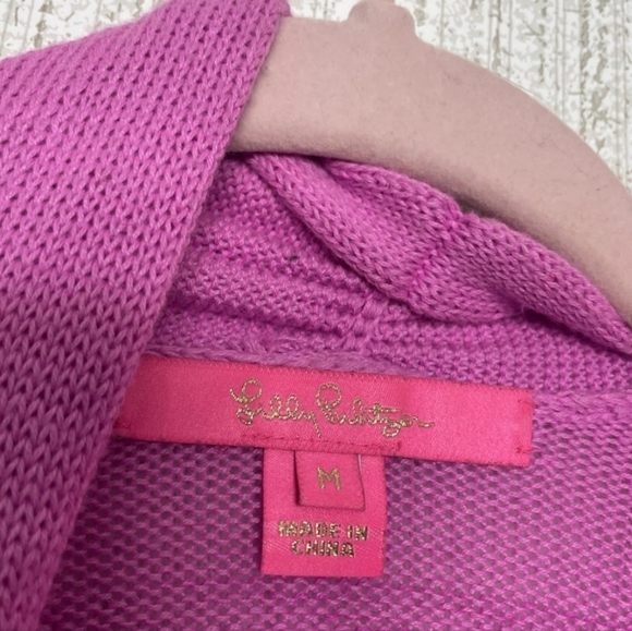 Lilly Pulitzer Size Medium Tatum Ombre Cardigan Orchid Oasis Pink Purple Fringe - Picture 2 of 15